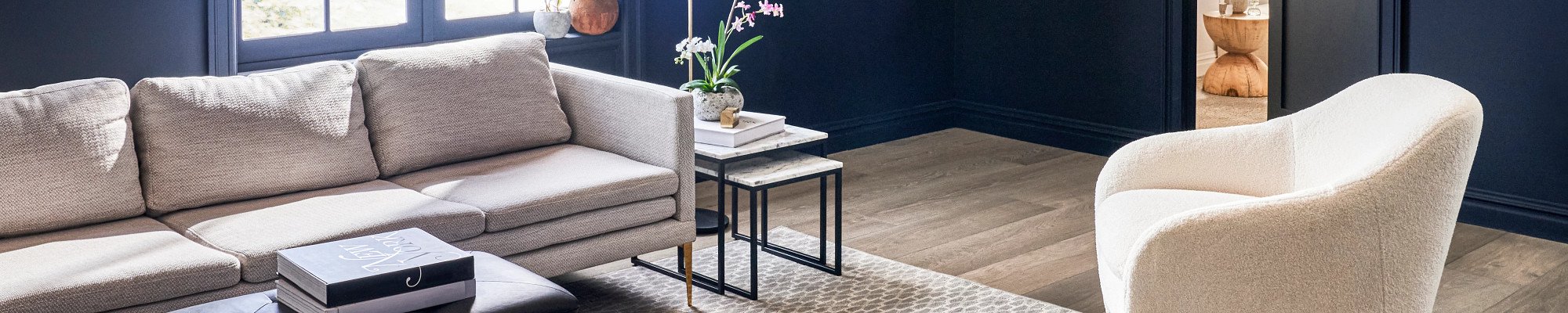 Living room with hardwood flooring from The Carpet Shoppe Inc in Tulare, CA